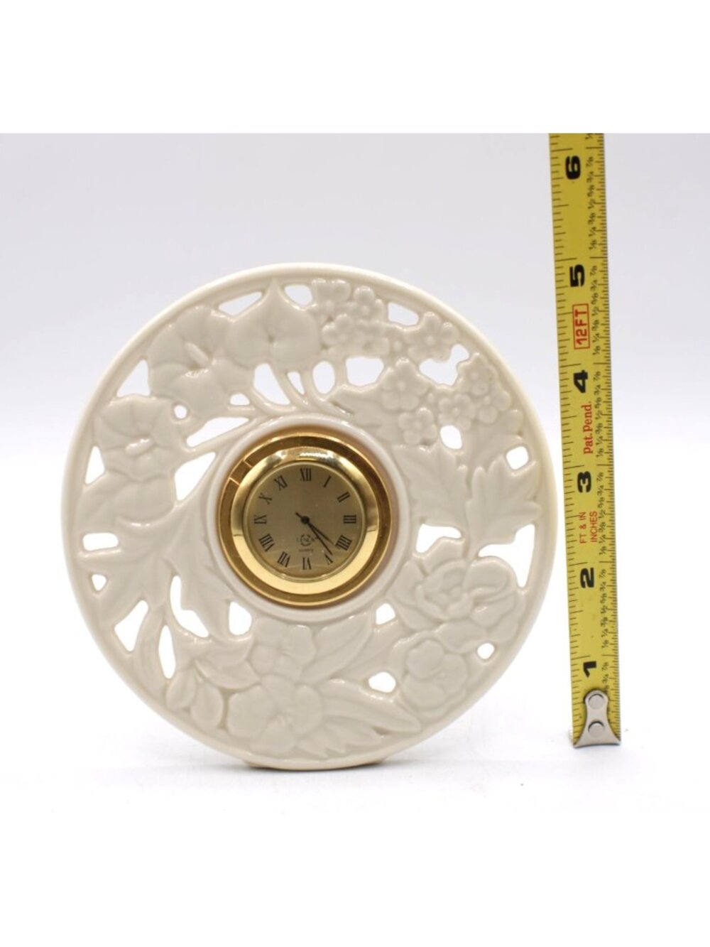 Lenox Floral Timely Traditions Carved Clock Round Porcelain Table Desk Accent - Picture 6 of 9